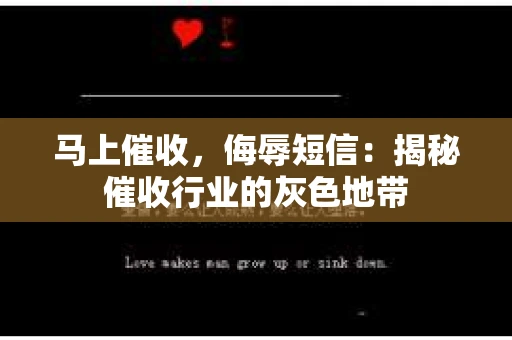 马上催收，侮辱短信：揭秘催收行业的灰色地带