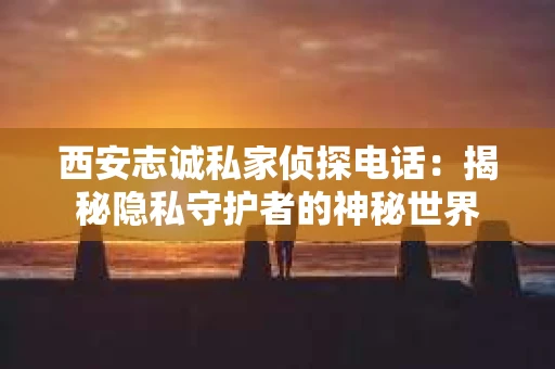 西安志诚私家侦探电话：揭秘隐私守护者的神秘世界