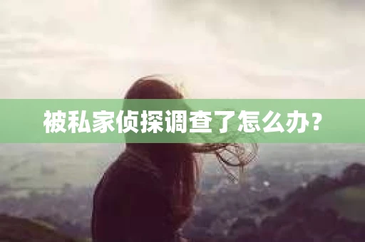 被私家侦探调查了怎么办？